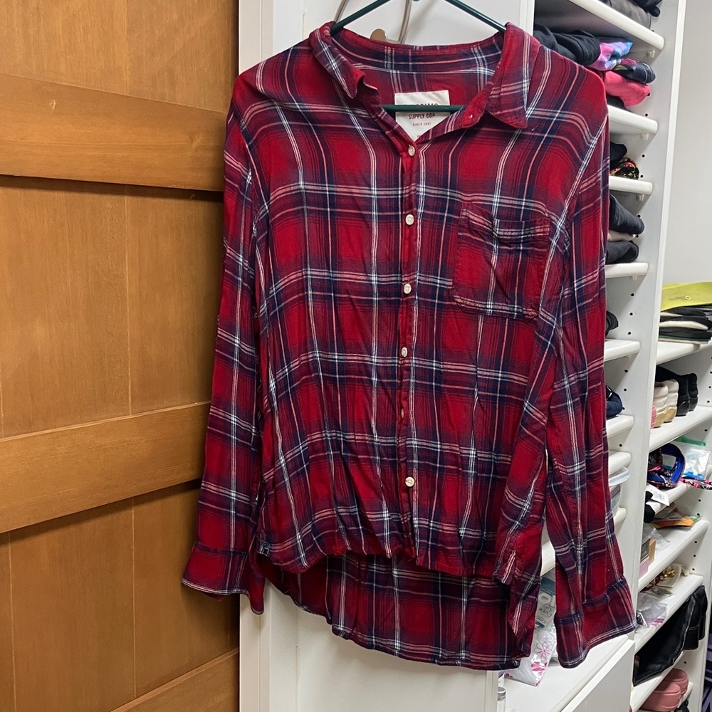 Mossimo Supply Co. Red and Blue Plaid Shirt